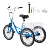 VEVOR Folding Adult Tricycle 20 inch 3 Wheel Foldable Trikes for Adult, Cruiser Bike with Cargo Basket, Adjustable Seat, and Double-Wall Wheel Rims, Shopping Picnic Tricycles for Women, Men, Seniors