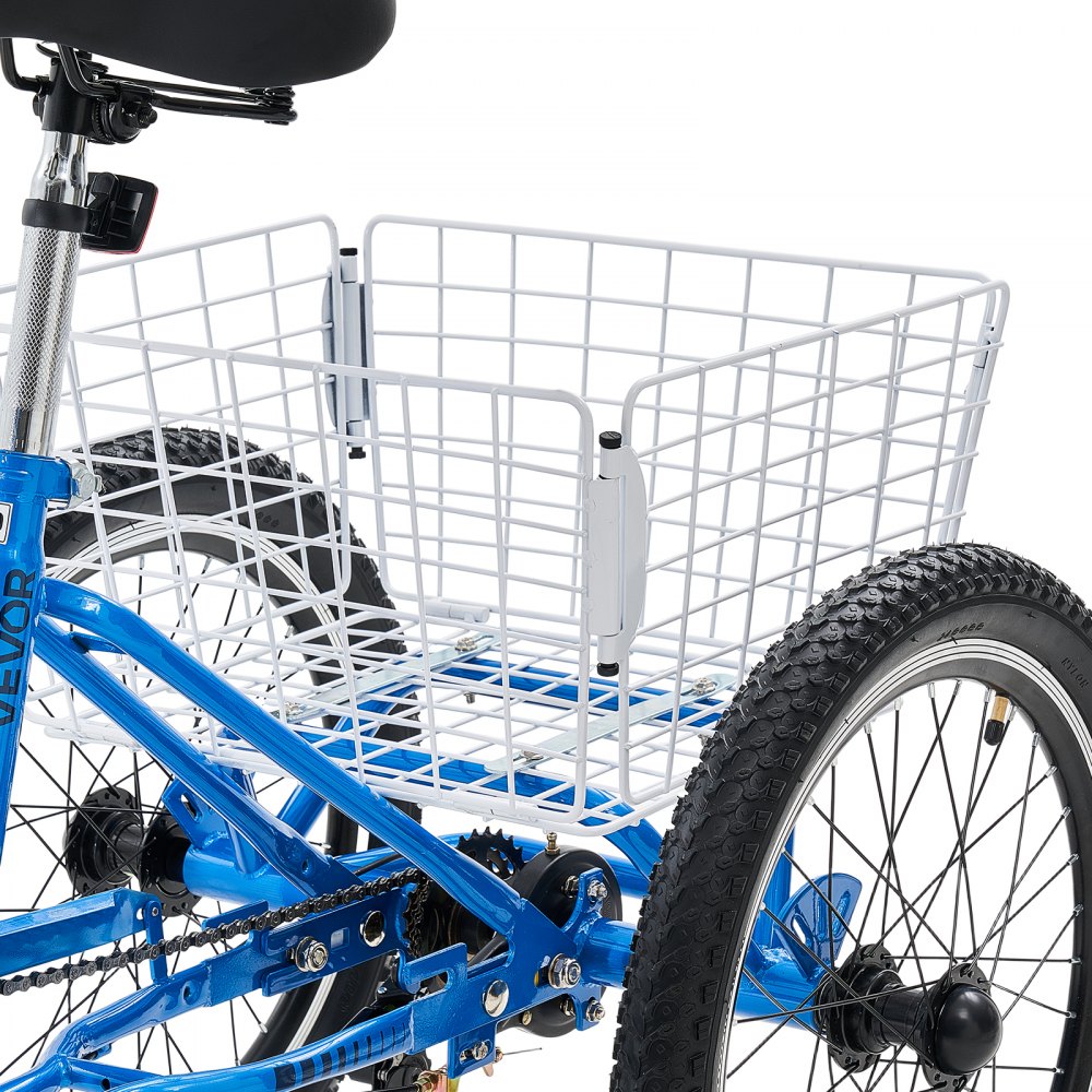 VEVOR Folding Adult Tricycle 24 inch 7 Speed Foldable Trikes for Adult, 3 Wheel Cruiser Bike w/ Cargo Basket, Adjustable Seat, Double-Wall Wheel Rims, Shopping Picnic Tricycles for Women, Men, Senior