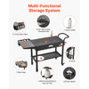 VEVOR Outdoor Grill Cart, 31.0 x 17.0 inch Tabletop Size Grilling Table, Foldable Outdoor Cooking Table with Tissue Holder, Hooks, Wheels, Side Table, BBQ Prep Tables for Picnic, Kitchen, Courtyard