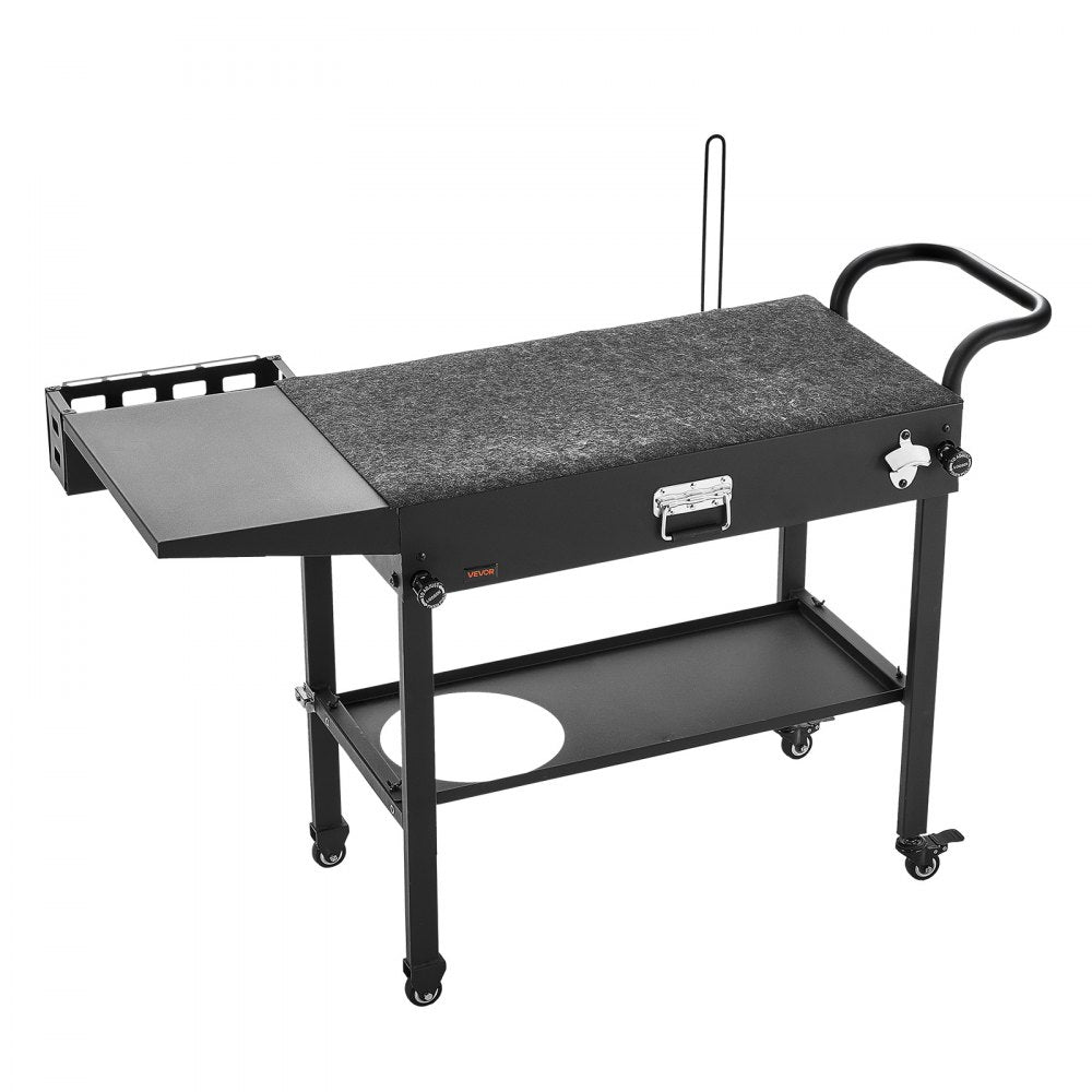 VEVOR Outdoor Grill Cart, 31.0 x 17.0 inch Tabletop Size Grilling Table, Foldable Outdoor Cooking Table with Tissue Holder, Hooks, Wheels, Side Table, BBQ Prep Tables for Picnic, Kitchen, Courtyard