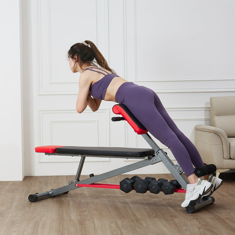 VEVOR Multi-Functional Weight Bench for Full Body Workout, Roman Chair Hyperextension Bench, 660 lbs Adjustable Extension Equipment for Back Arm Core Ab Workout, Sit Up Exercise Machine for Home Gym