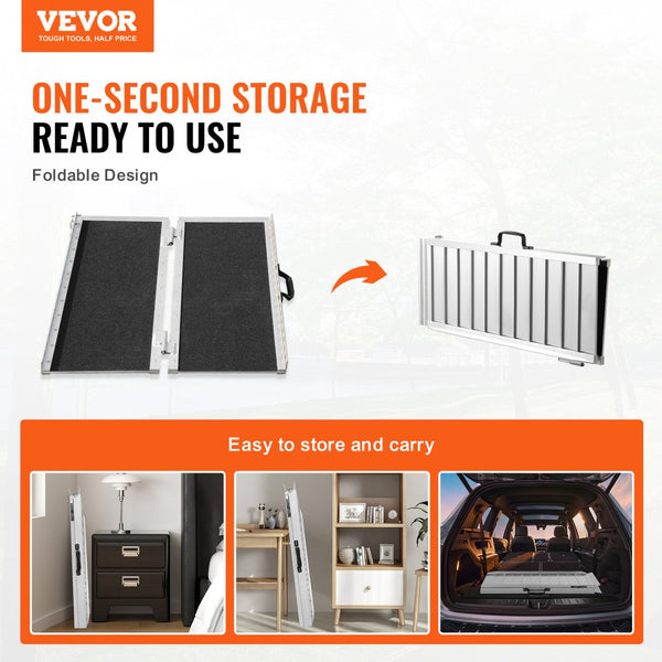 Vevor Wheelchair Ramp Portable Folding Threshold 2' 800 lbs New ...