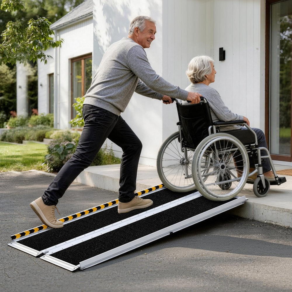 VEVOR Portable Wheelchair Ramp, 5FT, Non-Slip Aluminum Folding Handicap Ramp for Wheelchair, 800 lbs Capacity, Door Threshold Ramps for Home Steps, Stairs, Entry, Threshold, Doorways, Scooter, Curbs
