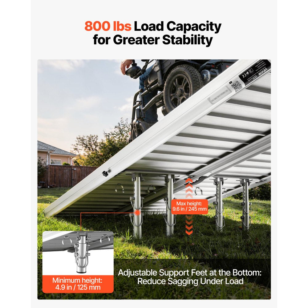 VEVOR Portable Wheelchair Ramp, 6FT, Non-Slip Aluminum Folding Handicap Ramp for Wheelchair, 800 lbs Capacity, Door Threshold Ramps for Home Steps, Stairs, Entry, Threshold, Doorways, Scooter, Curbs