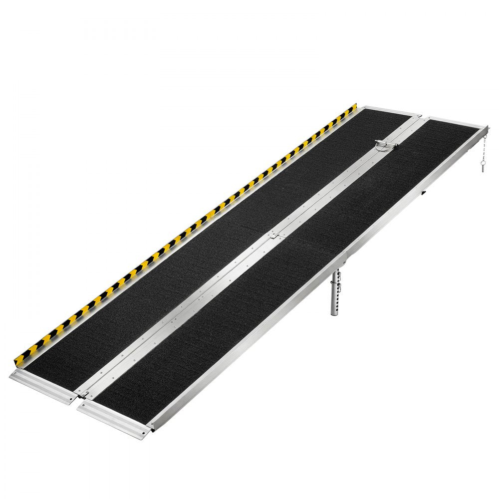 VEVOR Portable Wheelchair Ramp, 8FT, Non-Slip Aluminum Folding Handicap Ramp for Wheelchair, 800 lbs Capacity, Door Threshold Ramps for Home Steps, Stairs, Entry, Threshold, Doorways, Scooter, Curbs