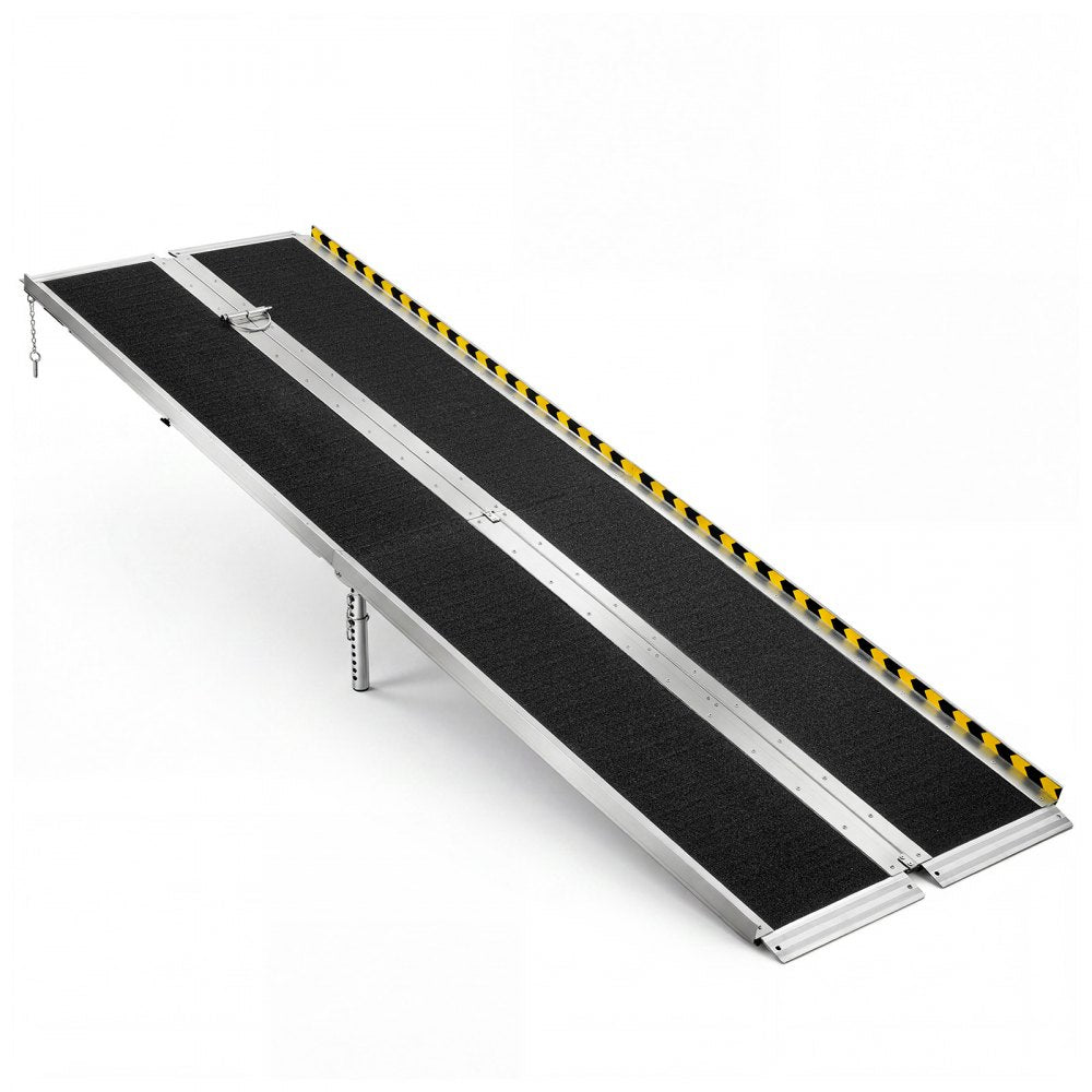 VEVOR Portable Wheelchair Ramp, 8FT, Non-Slip Aluminum Folding Handicap Ramp for Wheelchair, 800 lbs Capacity, Door Threshold Ramps for Home Steps, Stairs, Entry, Threshold, Doorways, Scooter, Curbs