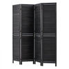 VEVOR Wood Room Divider 4 Panels 67 in Wood Folding Privacy Screen Black, For Room Separation & Home Decor, Solid Frame, 360° Two-Way Hinges, Easy Assembly, Louvered Wooden Partition with Hardware