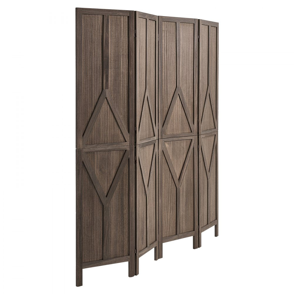 VEVOR Wood Room Divider 4 Panels Wood Folding Privacy Screen Y Pattern, For Room Separation & Home Decor, 67 inches Tall, Solid Frame, 360° Two-Way Hinges, Rustic Wooden Partition with Hardware