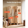 VEVOR Wood Room Divider 4 Panels 59.8" Pegboard Wood Folding Privacy Screen, For Room Separation & Home Decor, Solid Frame with X Pattern, 360° Two-Way Hinges, Rustic Wooden Partition with Hardware