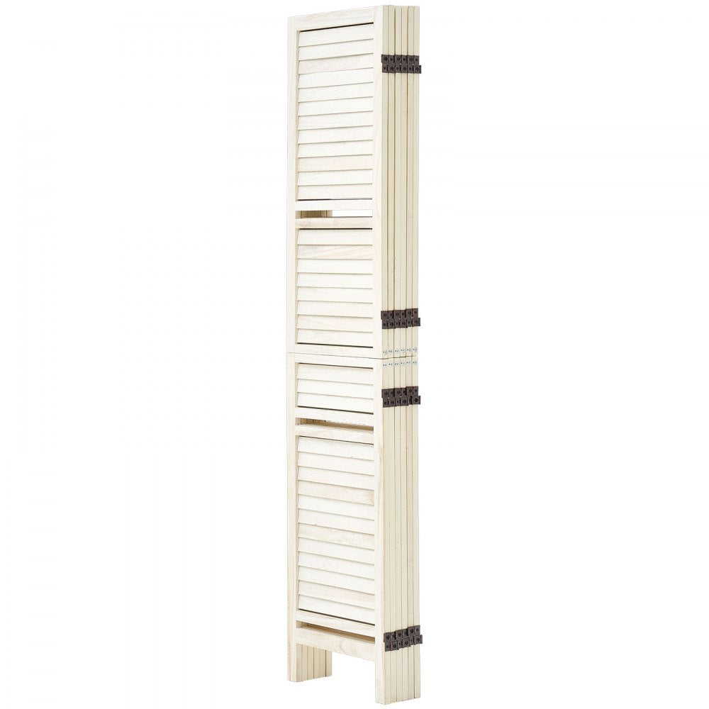 VEVOR Wood Room Divider 6 Panels Wood Folding Privacy Screen with Shelves, For Room Separation & Home Decor, 67.1 in Tall, Solid Frame, 360° Two-Way Hinges, Louvered Wooden Partition with Hardware