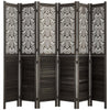 VEVOR Wood Room Divider 6 Panels 67 in Carved Wood Folding Privacy Screen, For Room Separation & Home Decor, Solid Frame, 360° Two-Way Hinges, Easy Assembly, Louvered Wooden Partition with Hardware