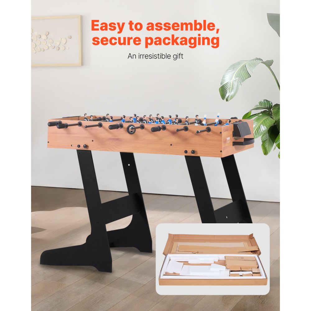 VEVOR Folding Foosball Table, 42 inch Standard Size Table, Indoor Full Size Foosball Tables for Home, Family, and Game Room, Durable Soccer Set, Includes 2 Balls