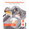 VEVOR Baby Changing Table, Foldable Diaper Change Station with 2 Fabric Drawers, Side Basket & Hanging Rod, Adjustable Height Portable Changing Table with Lockable Wheels & 2 Star Toys, Light Gray