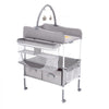 VEVOR Baby Changing Table, Foldable Diaper Change Station with 2 Fabric Drawers, Side Basket & Hanging Rod, Adjustable Height Portable Changing Table with Lockable Wheels & 2 Star Toys, Light Gray