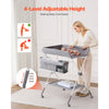 VEVOR Baby Changing Table, Foldable Diaper Change Station with Side Basket, Adjustable Height Portable Changing Table with Lockable Wheels, Multi-Functional Storage Organizer Nursery, Light Gray