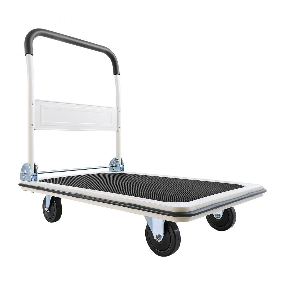 VEVOR Foldable Push Cart Dolly, 660 lbs Load Capacity, Folding Platform Truck with Swivel Wheels, Moving Platform Hand Truck Flatbed Cart, Space Saving Push Handle, for Easy Storage, 35.4 x 34.3 x 24 in