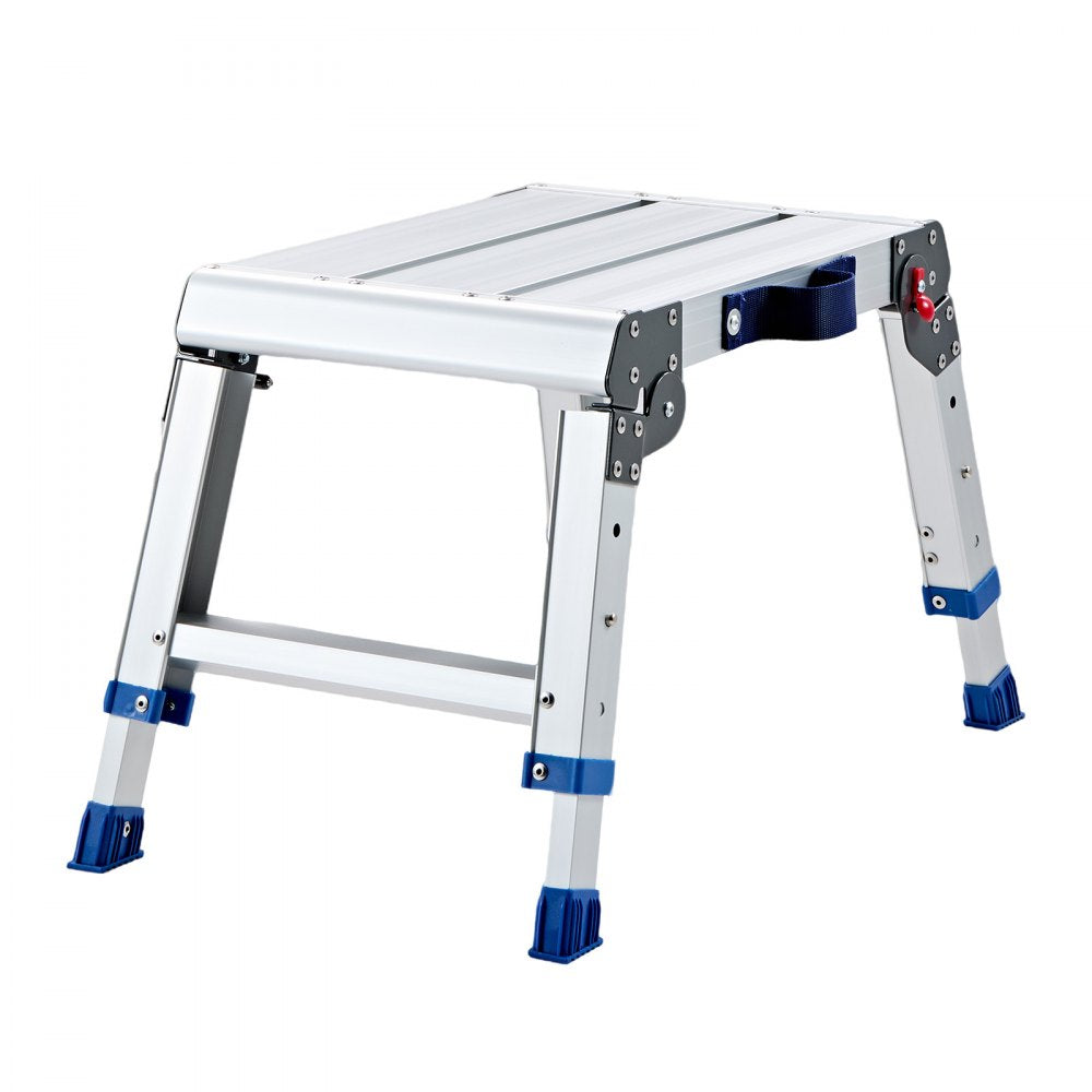 VEVOR Folding Work Platform, Adjustable Height 12-16 in, 500 lbs Capacity Aluminum Step Stool, Heavy Duty Non-Slip Platform Ladder, Portable Work Bench for Painting, Cleaning, Home & Professional Use