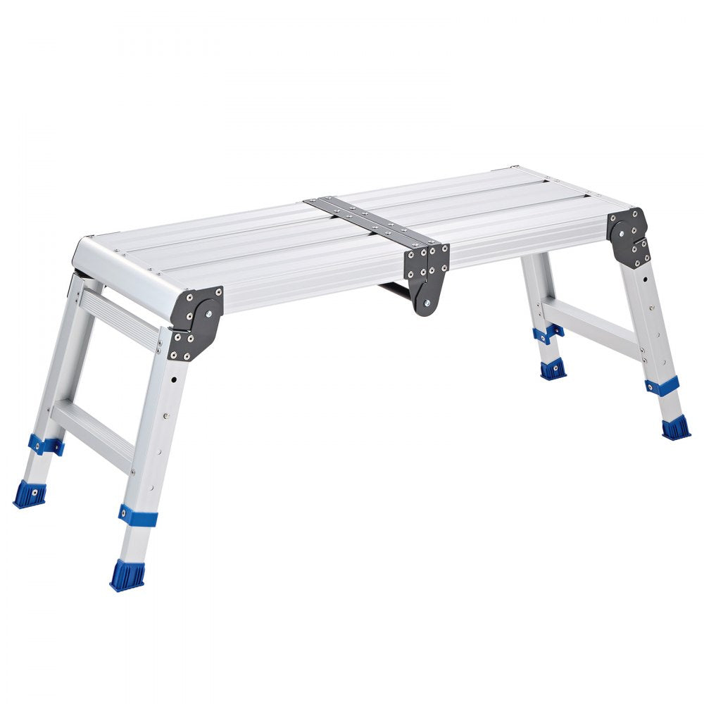 VEVOR Folding Work Platform, Adjustable Height 14.2-20 in, 500 lbs Capacity Aluminum Step Stool, Heavy Duty Non-Slip Platform Ladder, Portable Work Bench for Painting, Cleaning, Home & Professional