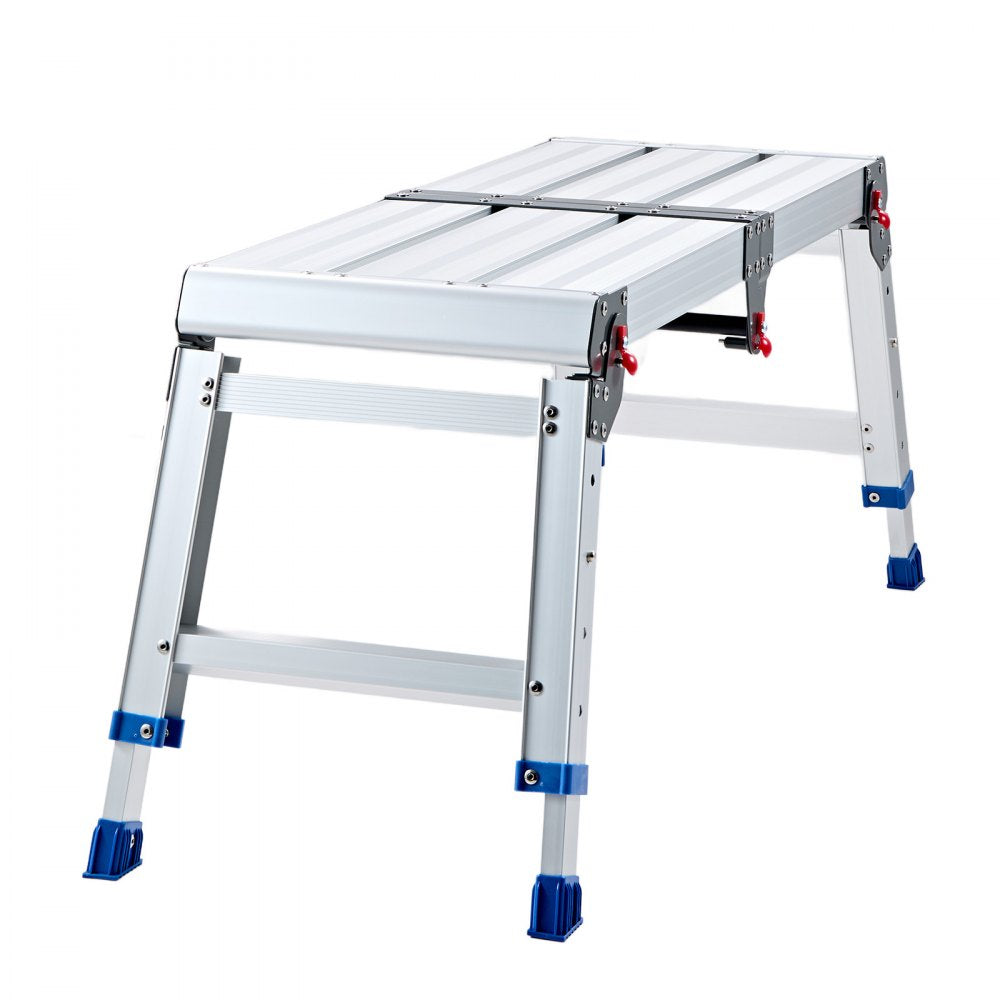 VEVOR Folding Work Platform, Adjustable Height 14.2-20 in, 500 lbs Capacity Aluminum Step Stool, Heavy Duty Non-Slip Platform Ladder, Portable Work Bench for Painting, Cleaning, Home & Professional