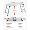 VEVOR Folding Work Platform, Adjustable Height 23-34.5 in, 40 x 18 in Aluminum Step Stool, 500 lbs Load Capacity, Heavy Duty Non-Slip Platform Ladder, Portable Work Bench for Painting, Maintenance