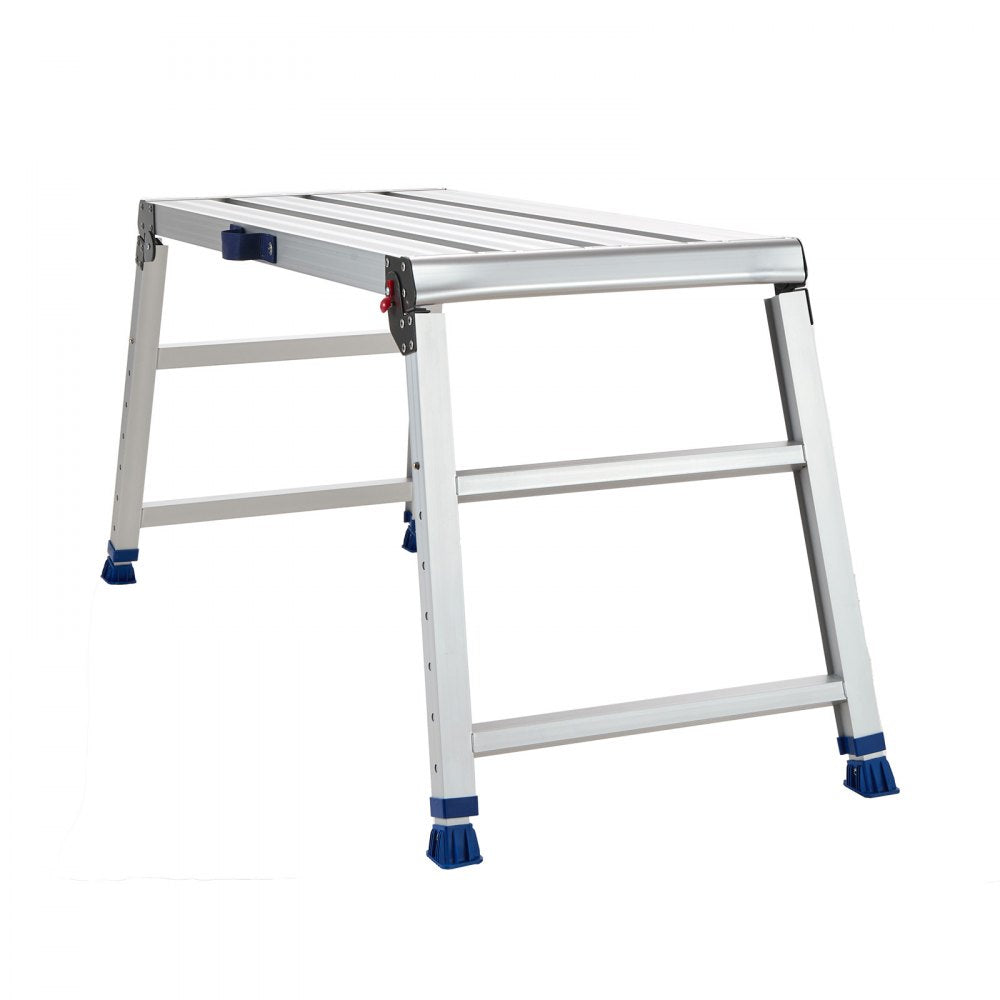 VEVOR Folding Work Platform, Adjustable Height 23-34.5 in, 40 x 18 in Aluminum Step Stool, 500 lbs Load Capacity, Heavy Duty Non-Slip Platform Ladder, Portable Work Bench for Painting, Maintenance