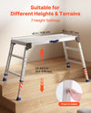 VEVOR Folding Work Platform, Adjustable Height 23-34.5 in, 40 x 18 in Aluminum Step Stool, 500 lbs Load Capacity, Heavy Duty Non-Slip Platform Ladder, Portable Work Bench for Painting, Maintenance
