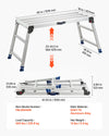 VEVOR Folding Work Platform, Adjustable Height 23-34.5 in, 40 x 18 in Aluminum Step Stool, 500 lbs Load Capacity, Heavy Duty Non-Slip Platform Ladder, Portable Work Bench for Painting, Maintenance