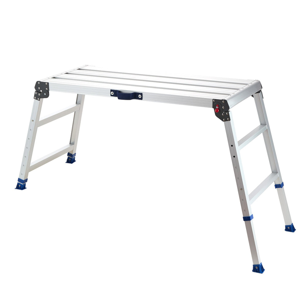 VEVOR Folding Work Platform, Adjustable Height 23-34.5 in, 40 x 18 in Aluminum Step Stool, 500 lbs Load Capacity, Heavy Duty Non-Slip Platform Ladder, Portable Work Bench for Painting, Maintenance