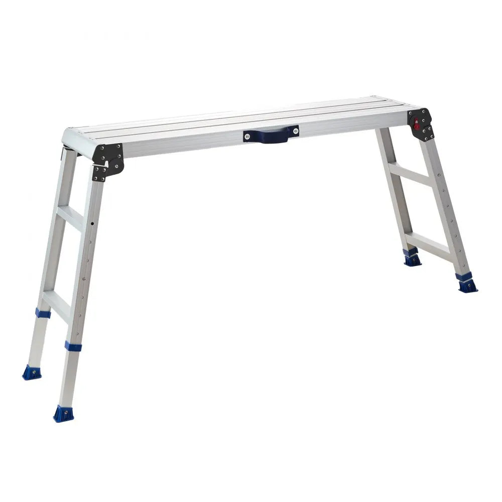 VEVOR Folding Work Platform, Adjustable Height 23-34.5 in, 40 x 12 in Aluminum Step Stool, 500 lbs Load Capacity, Heavy Duty Non-Slip Platform Ladder, Portable Work Bench for Painting, Maintenance
