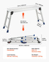 VEVOR Folding Work Platform, Adjustable Height 23-34.5 in, 40 x 12 in Aluminum Step Stool, 500 lbs Load Capacity, Heavy Duty Non-Slip Platform Ladder, Portable Work Bench for Painting, Maintenance