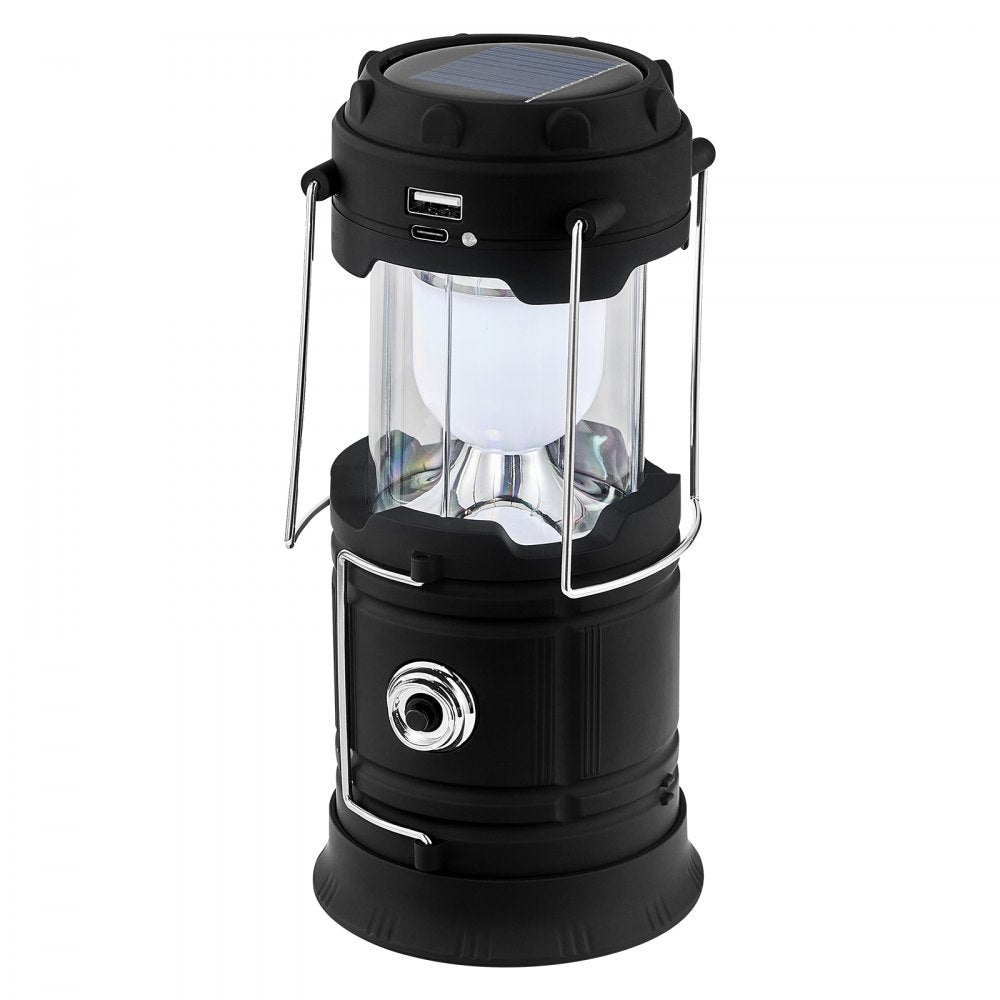 VEVOR LED Camping Lanterns, 4 Pack Rechargeable Camping Flashlights, Solar & USB Charging, Portable Collapsible, Bulit to Last Lights, As Power Bank, for Hiking, Hurricane Emergency, Outrages, Fishing