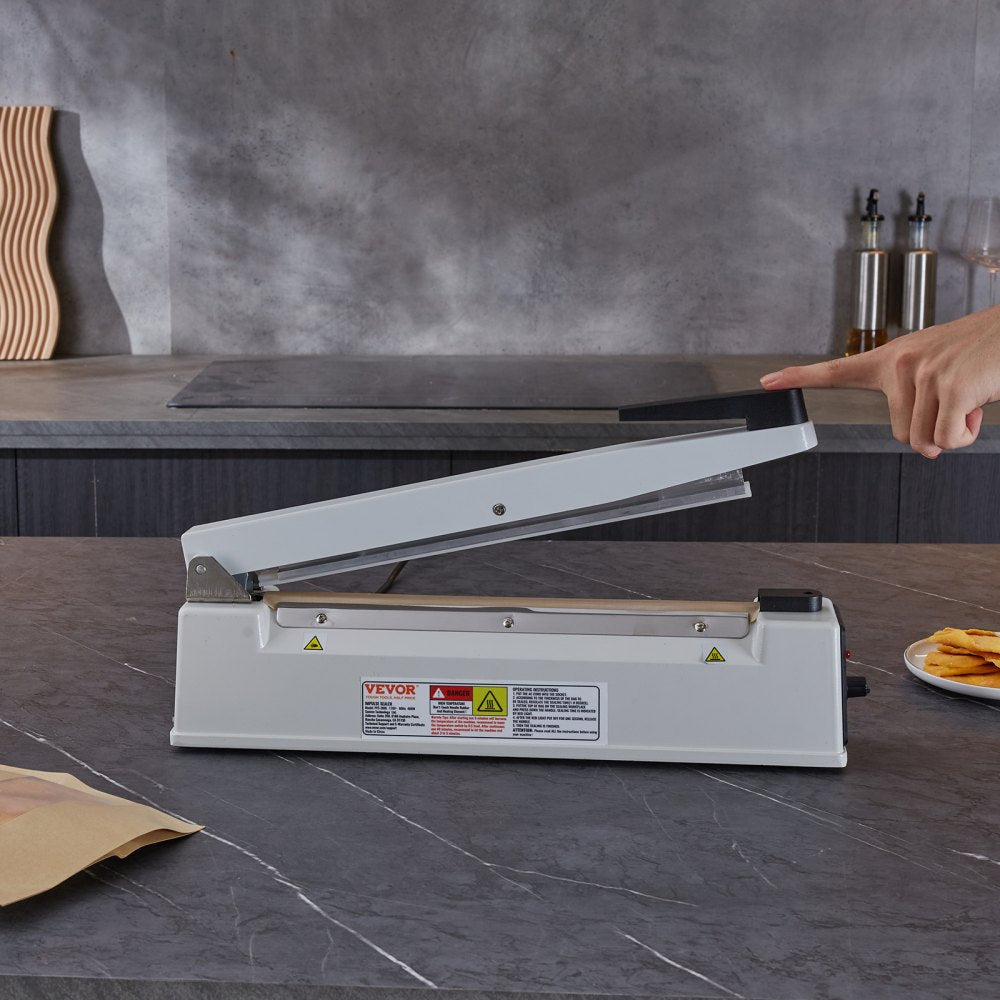 VEVOR Impulse Sealer 12 inch, Manual Heat Sealing Machine with Adjustable Heating Mode, Aluminum Shrink Wrap Bag Sealers for Plastic Mylar PE PP Bags, Portable Poly Bag Sealer with Extra Replace Kit