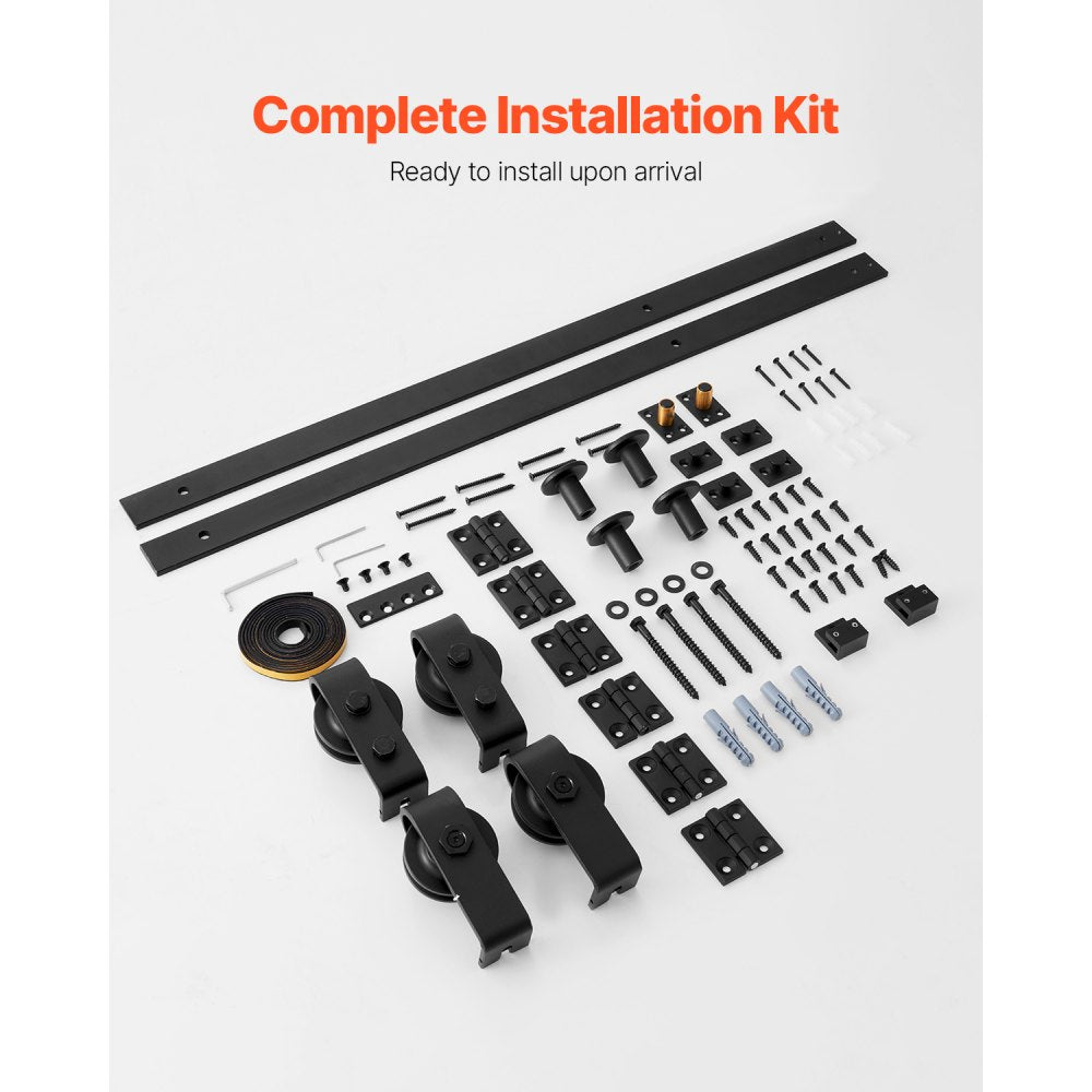 VEVOR Bi-Folding Sliding Barn Door Hardware Track Kit, 64" Top Mount Track Kit, Slide Smoothly & Quietly, Heavy Duty, Easy to Install, Suitable for Four 15" Closet Pantry Laundry Doors (Not Included)