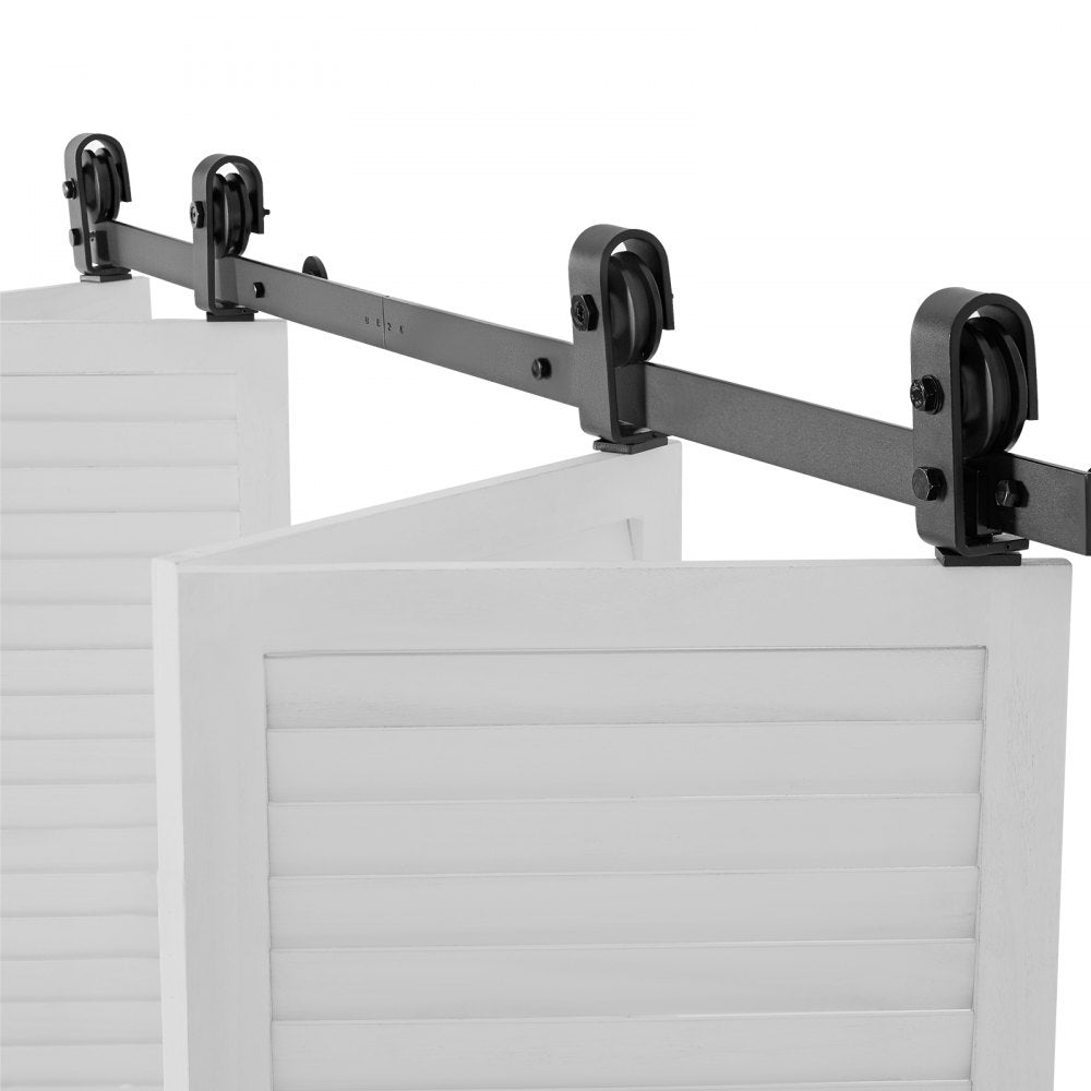 VEVOR Bi-Folding Sliding Barn Door Hardware Track Kit, 76" Top Mount Track Kit, Slide Smoothly & Quietly, Heavy Duty, Easy to Install, Suitable for Four 18" Closet Pantry Laundry Doors (Not Included)