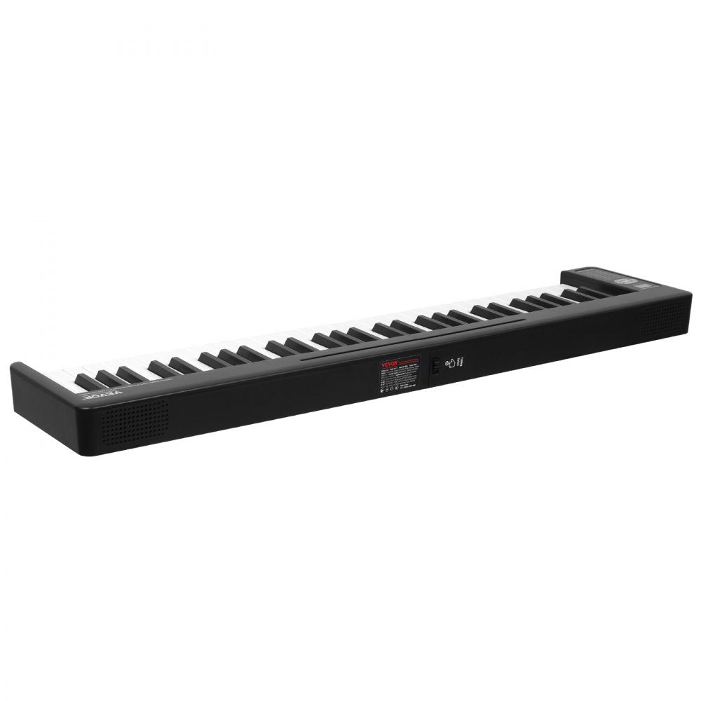 VEVOR 61 Key Folding Keyboard Piano, Bluetooth & MIDI, Portable Electronic Digital Foldable Piano with Sustain Pedal Touch Sensitive Lighted Keys Bag, Rechargeable for Beginners Teens Adults, Black