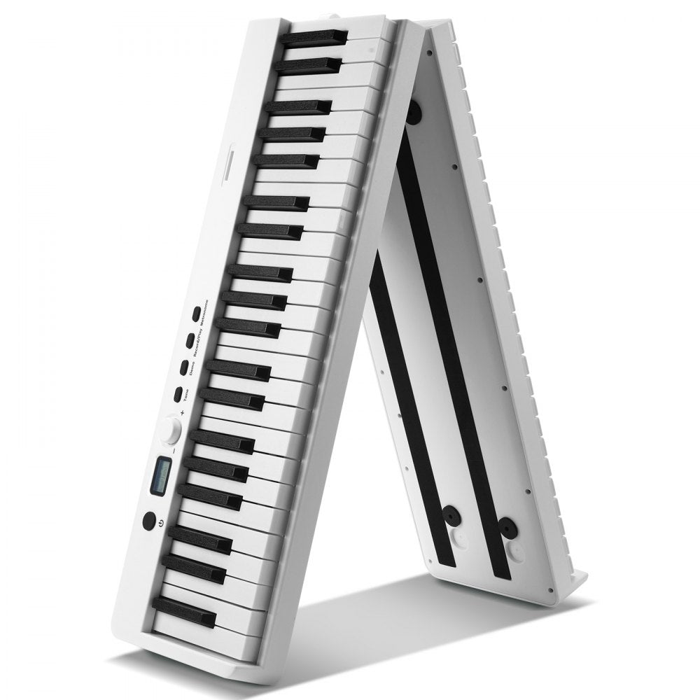 VEVOR 88 Key Folding Keyboard Piano, Bluetooth & MIDI, Portable Electronic Digital Foldable Piano with Sustain Pedal Bag Touch Sensitive Keys Headphones, Rechargeable for Beginners Teens Adults, White