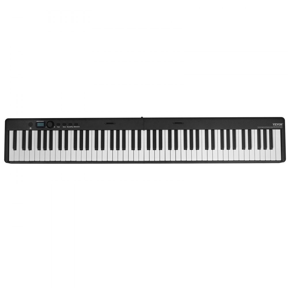 VEVOR 88 Key Folding Keyboard Piano, Bluetooth & MIDI, Portable Electronic Digital Foldable Piano with Sustain Pedal Bag Touch Sensitive Keys Headphones, Rechargeable for Beginners Teens Adults, Black