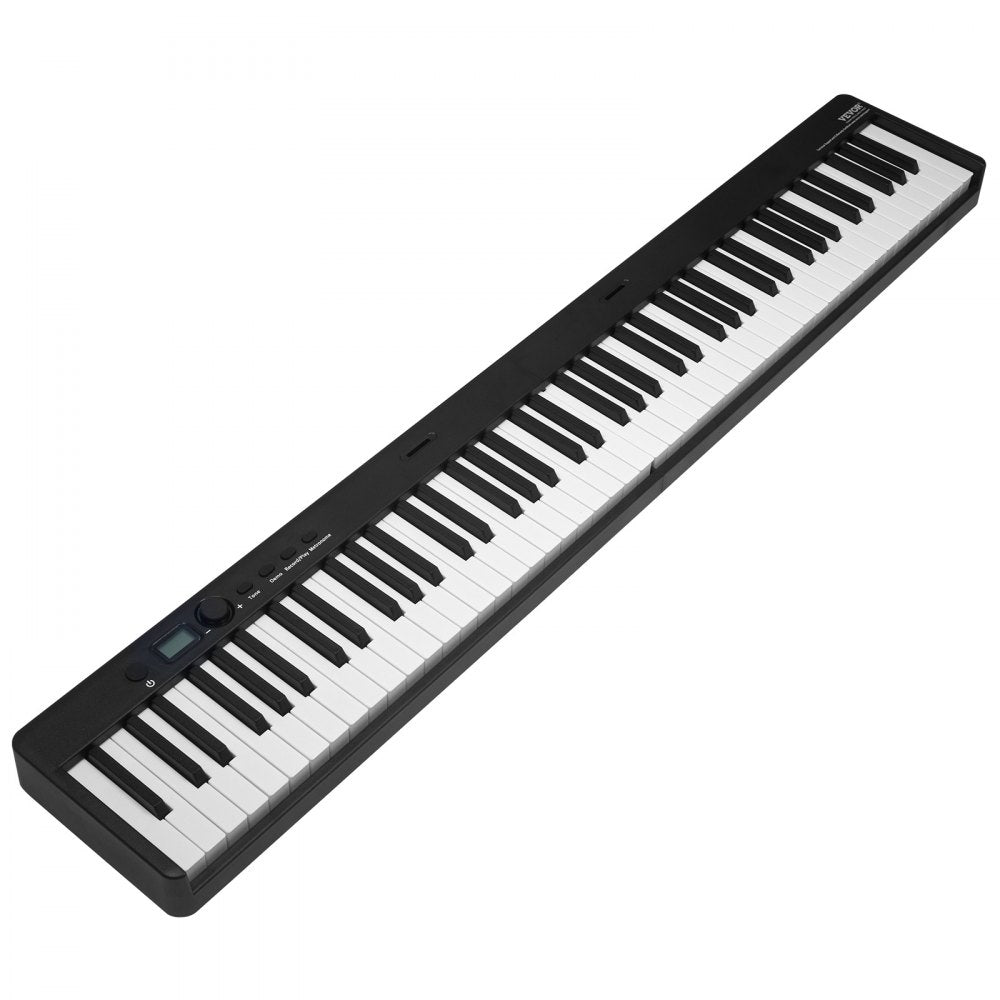 VEVOR 88 Key Folding Keyboard Piano, Bluetooth & MIDI, Portable Electronic Digital Foldable Piano with Stand Sustain Pedal Bag Touch Sensitive Keys, Rechargeable for Beginners Teens Adults, Black