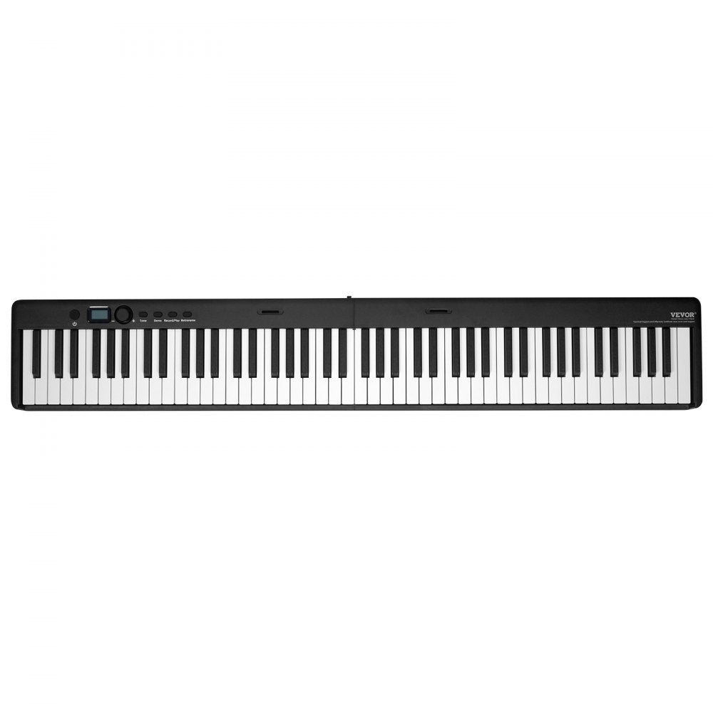 VEVOR 88 Key Folding Keyboard Piano, Bluetooth & MIDI, Portable Electronic Digital Foldable Piano with Stand Sustain Pedal Bag Touch Sensitive Keys, Rechargeable for Beginners Teens Adults, Black