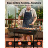 VEVOR Foldable Charcoal Grill, Portable Charcoal Barbecue Grill with Adjustable Height & Folding Side Tables, High-Temp Powder-Coated Steel Outdoor BBQ Grills for Camping Backyard Parties