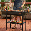 VEVOR Foldable Charcoal Grill, Portable Charcoal Barbecue Grill with Adjustable Height & Folding Side Tables, High-Temp Powder-Coated Steel Outdoor BBQ Grills for Camping Backyard Parties