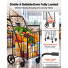 VEVOR Folding Shopping Cart, 25.6 Gal + 5.8 Gal Dual-Basket Grocery Cart, 110LBS Heavy Duty Capacity, Steel Rolling Utility Cart with 360° Swivel Wheels for Laundry, Shopping, Camping, Groceries