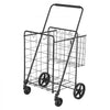 VEVOR Folding Shopping Cart, 25.6 Gal + 5.8 Gal Dual-Basket Grocery Cart, 110LBS Heavy Duty Capacity, Steel Rolling Utility Cart with 360° Swivel Wheels for Laundry, Shopping, Camping, Groceries