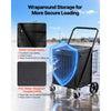 VEVOR Folding Shopping Cart, 36.7 Gal + 6.1 Gal Dual-Basket Grocery Cart, 260LBS Capacity, Large Rolling Utility Cart with Waterproof Liner & 360° Swivel Wheel for Laundry, Shopping, Camping, Grocery