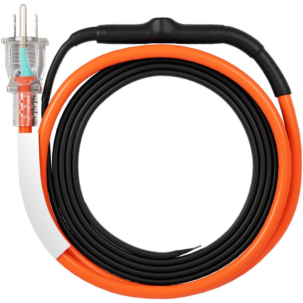 VEVOR Self-Regulating Pipe Heating Cable, 3FT 5W/FT Heat Tape for Pipes Freeze Protection, Water Pipe Heat Cable with Built-in Thermostat Protects PVC Hose, Metal and Plastic Pipe from Freezing