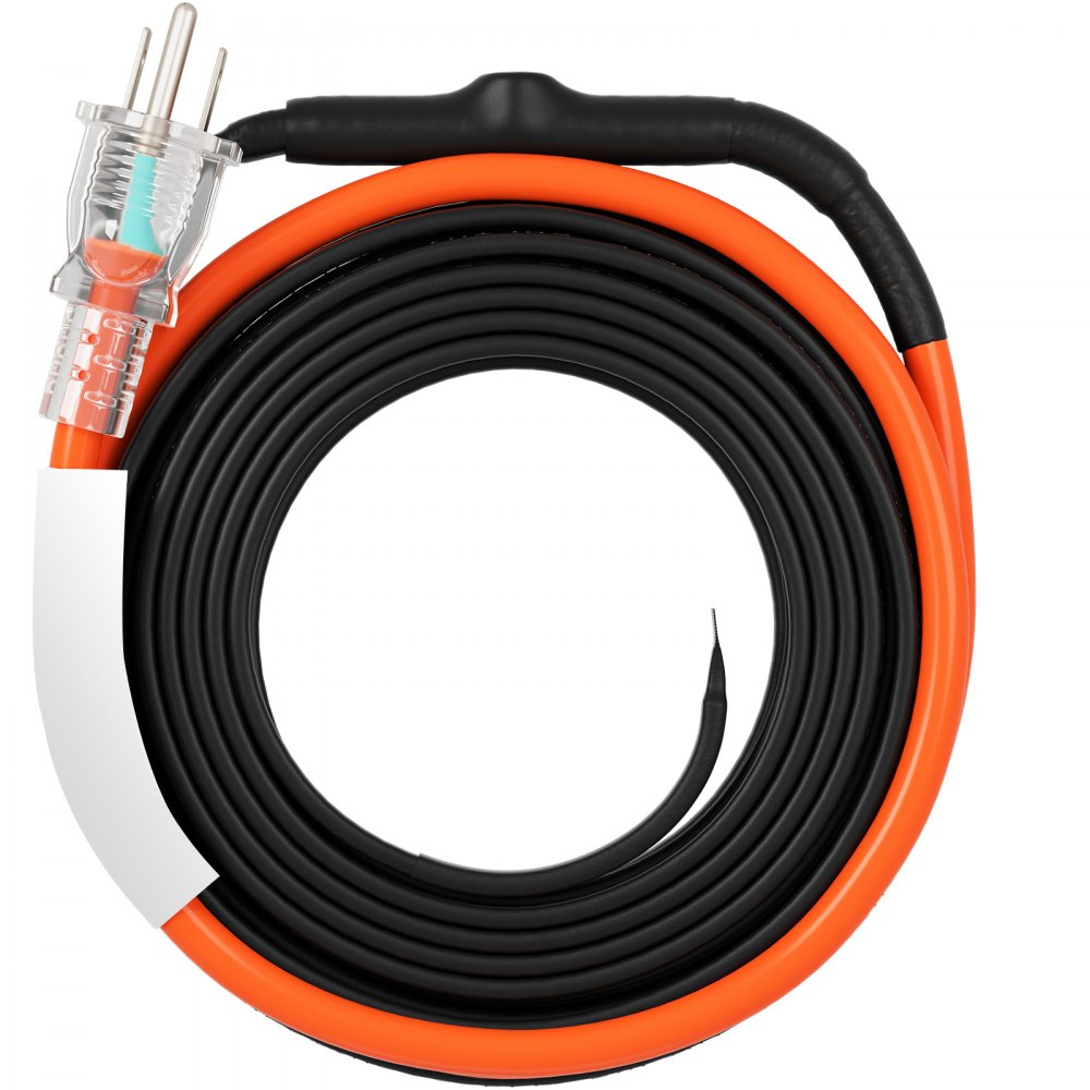VEVOR Self-Regulating Pipe Heating Cable, 15FT 5W/FT Heat Tape for Pipes Freeze Protection, Water Pipe Heat Cable with Built-in Thermostat Protects PVC Hose, Metal and Plastic Pipe from Freezing