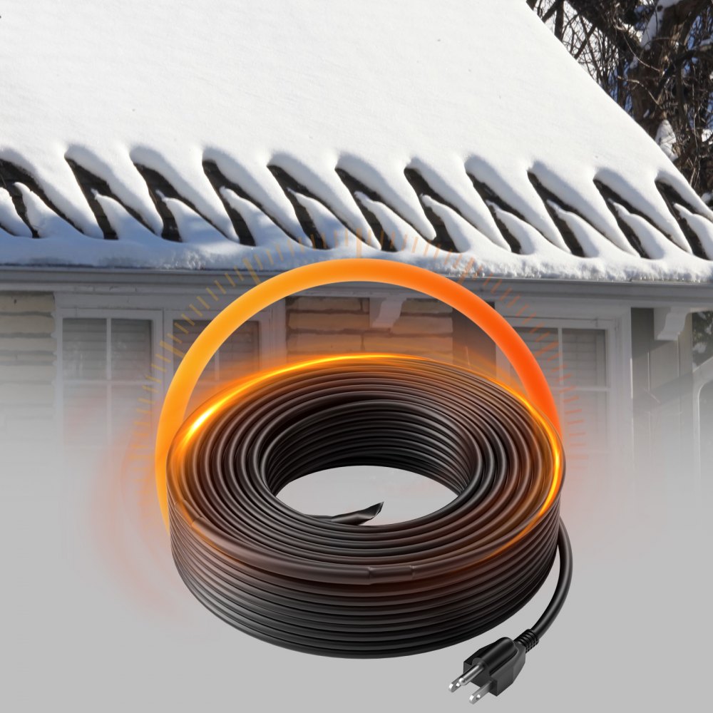VEVOR Self-Regulating Pipe Heating Cable, 140FT 5W/FT Heat Tape for Pipes, Roof Snow Melting De-icing, Gutter and Pipe Freeze Protection