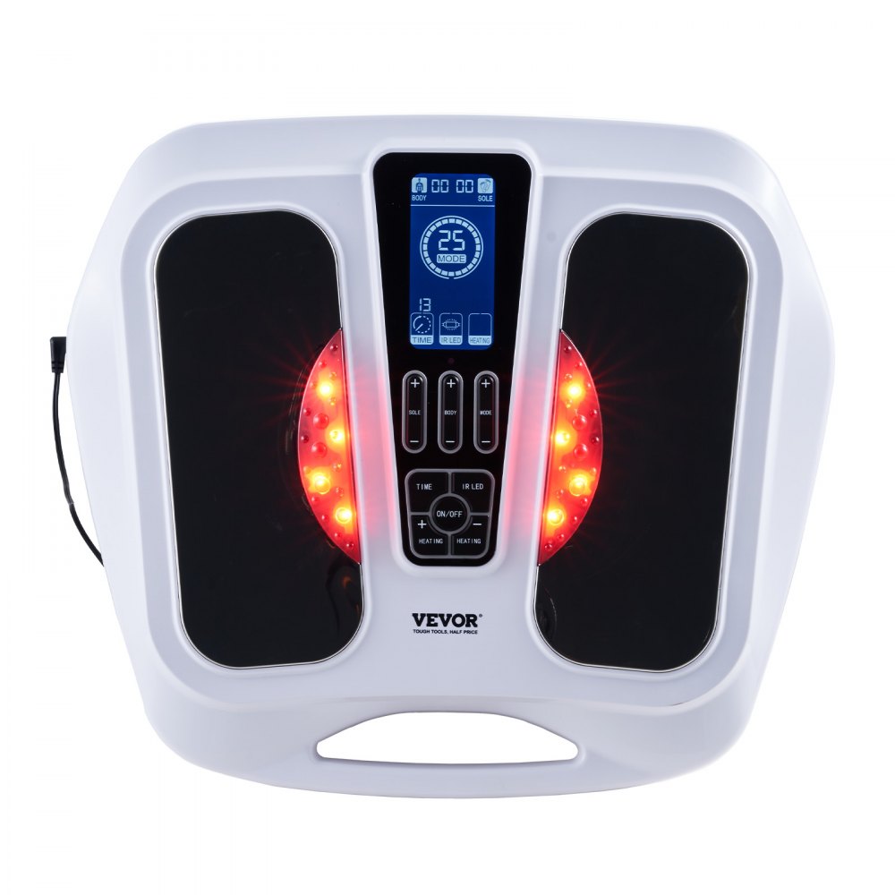 VEVOR Foot Circulation Stimulator with Heat, EMS & TENS Foot Massager for Neuropathy, Electric Foot Stimulator with 3-Level Temperature, 25 Modes & 50 Intensities for Pain Relief, Plantar Fasciitis