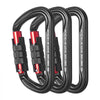 VEVOR Auto Locking Carabiner Clips, 3 PCS Heavy Duty Caribiner, Professional 30 KN / 6744 lbs Spindle Strength, D-Shaped for Climbing,Hiking,Rappelling,Rescue,Dog Leash,Hammocks, Swings