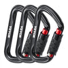 VEVOR Auto Locking Carabiner Clips, 3 PCS Heavy Duty Caribiner, Professional 30 KN / 6744 lbs Spindle Strength, D-Shaped for Climbing,Hiking,Rappelling,Rescue,Dog Leash,Hammocks, Swings